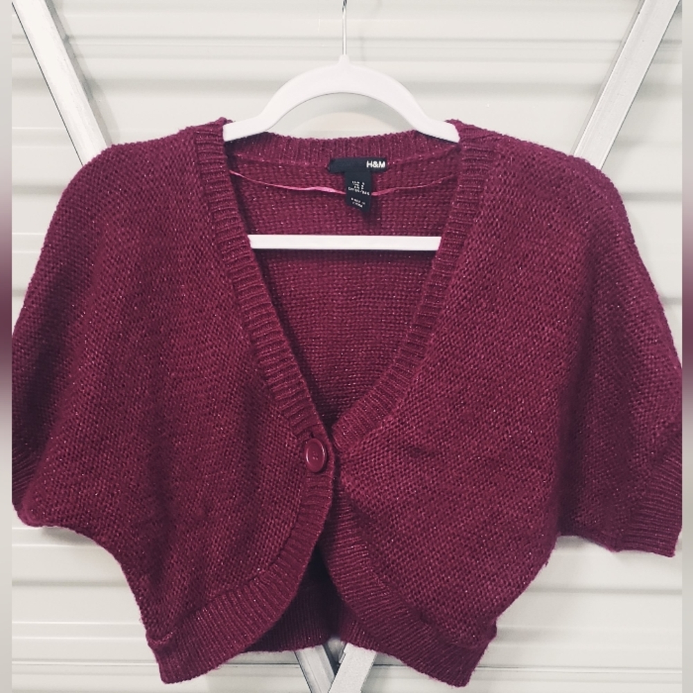 H&M Magenta glittery short cardigan